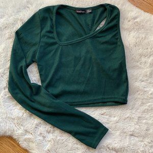 Boohoo Two's a Crowd One Shoulder Crop Top